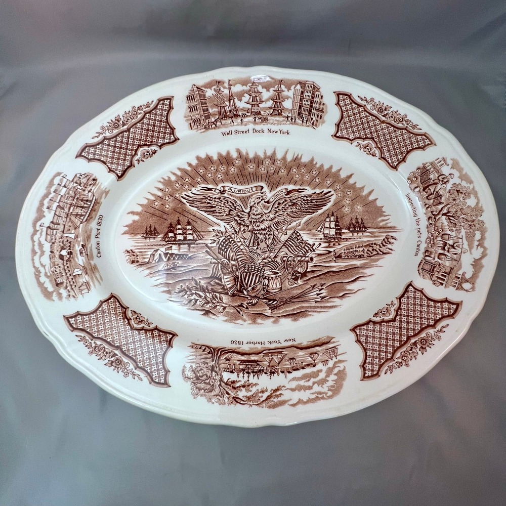Alfred Meakin Fair Winds Platter Lg 14.5" Transferware Eagle E Pluribus Unum